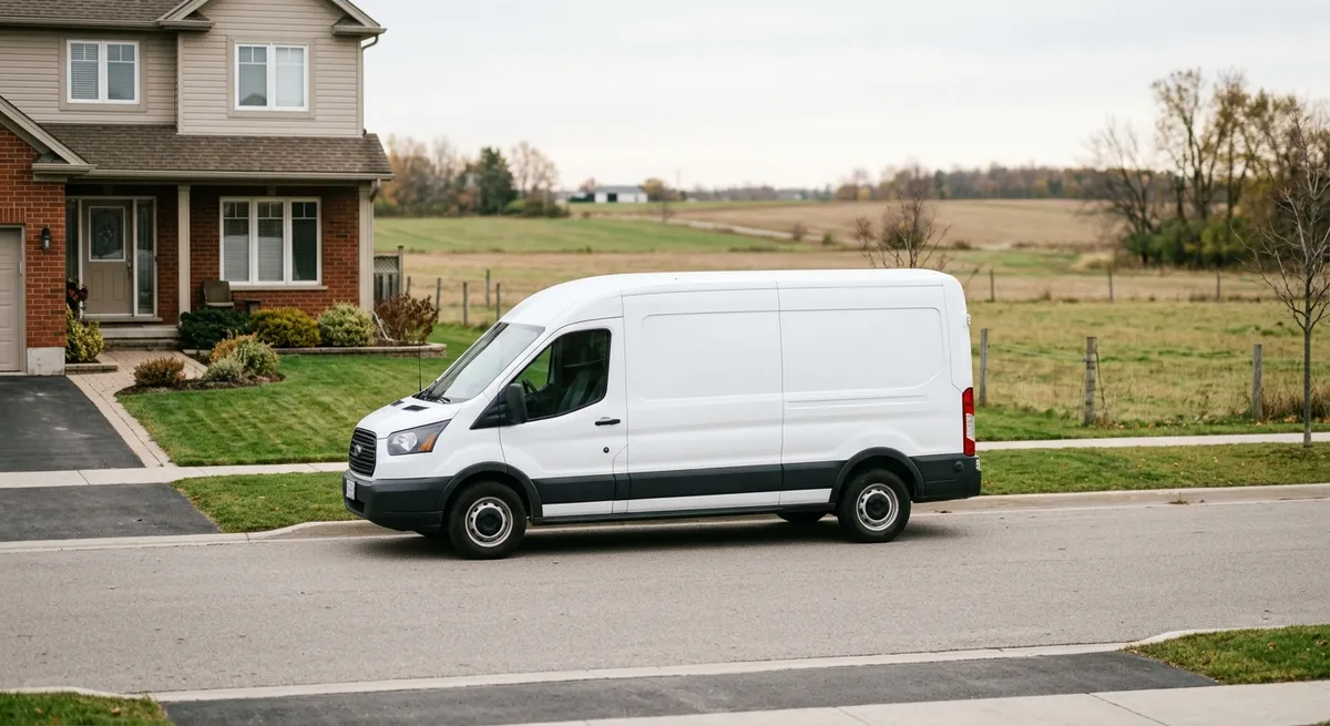 Check Pest Control service van and technician in Alliston, Ontario